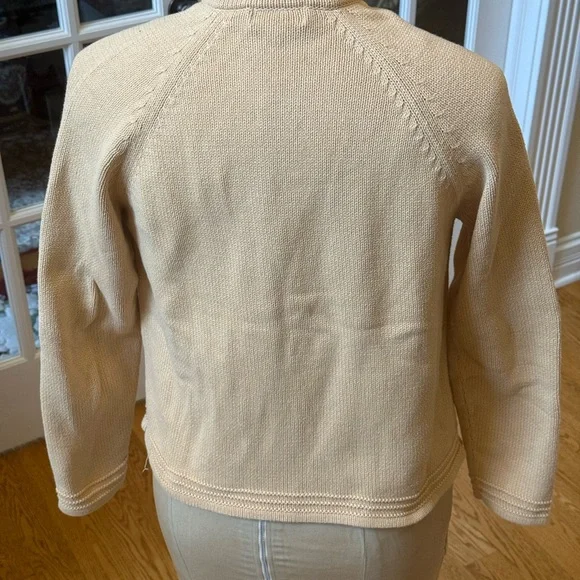 Cream Knit Zip-Up Jacket/Sweater - Picture 2 of 5